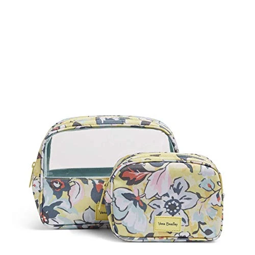 Vera Bradley Women's Recycled Lighten Up Reactive Cosmetic Makeup Organizer Set Bag, Sunny Garden, One Size 1 Vera Bradley Women's Recycled Lighten Up Reactive Cosmetic Makeup Organizer Set Bag, Sunny Garden, One Size
