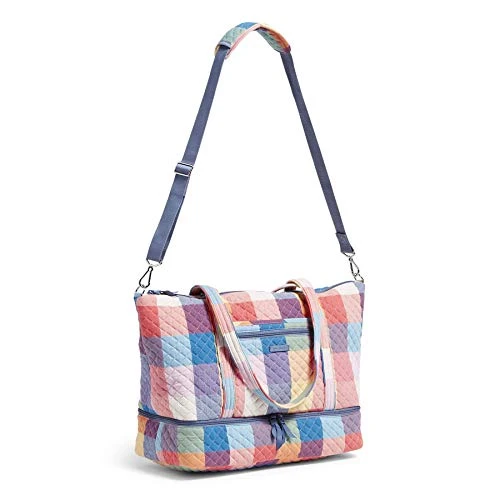 Vera Bradley Cotton Deluxe Tote Travel Bag, Tropics Plaid 5 Vera Bradley Cotton Deluxe Tote Travel Bag, Tropics Plaid - Image 5