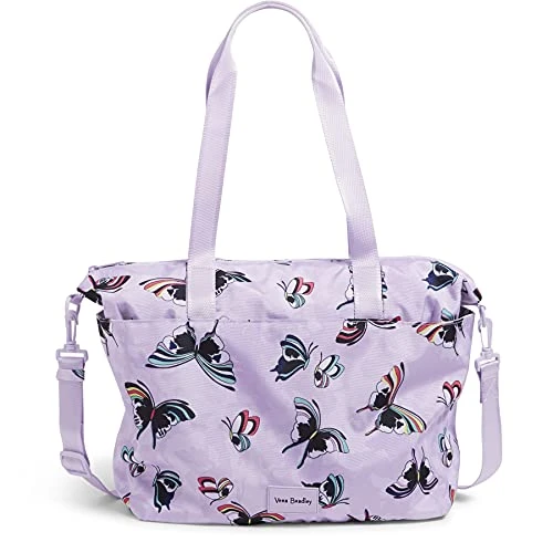 Vera Bradley Recycled Lighten Up Reactive Tote Bag, Lavender Butterflies 1 Vera Bradley Recycled Lighten Up Reactive Tote Bag, Lavender Butterflies