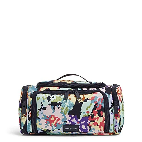 Vera Bradley Women's Recycled Lighten Up Reactive Large Travel Cosmetic Makeup Organizer Bag, Happy Blooms Cross-Stitch, One Size 1 Vera Bradley Women's Recycled Lighten Up Reactive Large Travel Cosmetic Makeup Organizer Bag, Happy Blooms Cross-Stitch, One Size