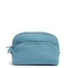 Vera Bradley Microfiber Medium Cosmetic Makeup Organizer Bag, Seashore Blue