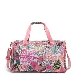 Vera Bradley Women's Recycled Lighten Up Reactive Travel Duffle Bag, Rain Forest Canopy Coral, One Size