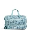 Vera Bradley Women's Recycled Lighten Up ReActive Foldable Duffel Rolling Suitcase, Cloud Floral, One Size