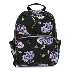 Vera Bradley Womens Performance Twill Small Backpack Bookbag, Floating Plum Pansies, One Size US