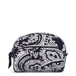 Vera Bradley Women's Performance Twill Mini Cosmetic Makeup Bag, Deep Night Paisley Neutral, One Size