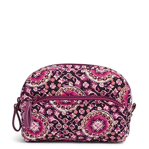 Vera Bradley Women's Cotton Mini Cosmetic Makeup Organizer Bag, Raspberry Medallion, One Size 1 Vera Bradley Women's Cotton Mini Cosmetic Makeup Organizer Bag, Raspberry Medallion, One Size