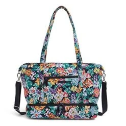 Vera Bradley Signature Cotton Deluxe Tote Travel Bag, Happy Blooms