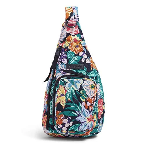 Vera Bradley Women's Cotton Mini Sling Backpack, Happy Blooms, One Size 1 Vera Bradley Women's Cotton Mini Sling Backpack, Happy Blooms, One Size