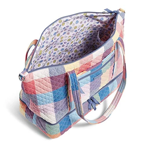 Vera Bradley Cotton Deluxe Tote Travel Bag, Tropics Plaid 4 Vera Bradley Cotton Deluxe Tote Travel Bag, Tropics Plaid - Image 4