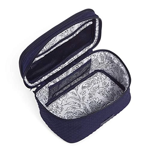 Vera Bradley Women's Microfiber Brush Up Cosmetic Makeup Organizer Case Bag, Classic Navy, One Size 2 Vera Bradley Women's Microfiber Brush Up Cosmetic Makeup Organizer Case Bag, Classic Navy, One Size - Image 2
