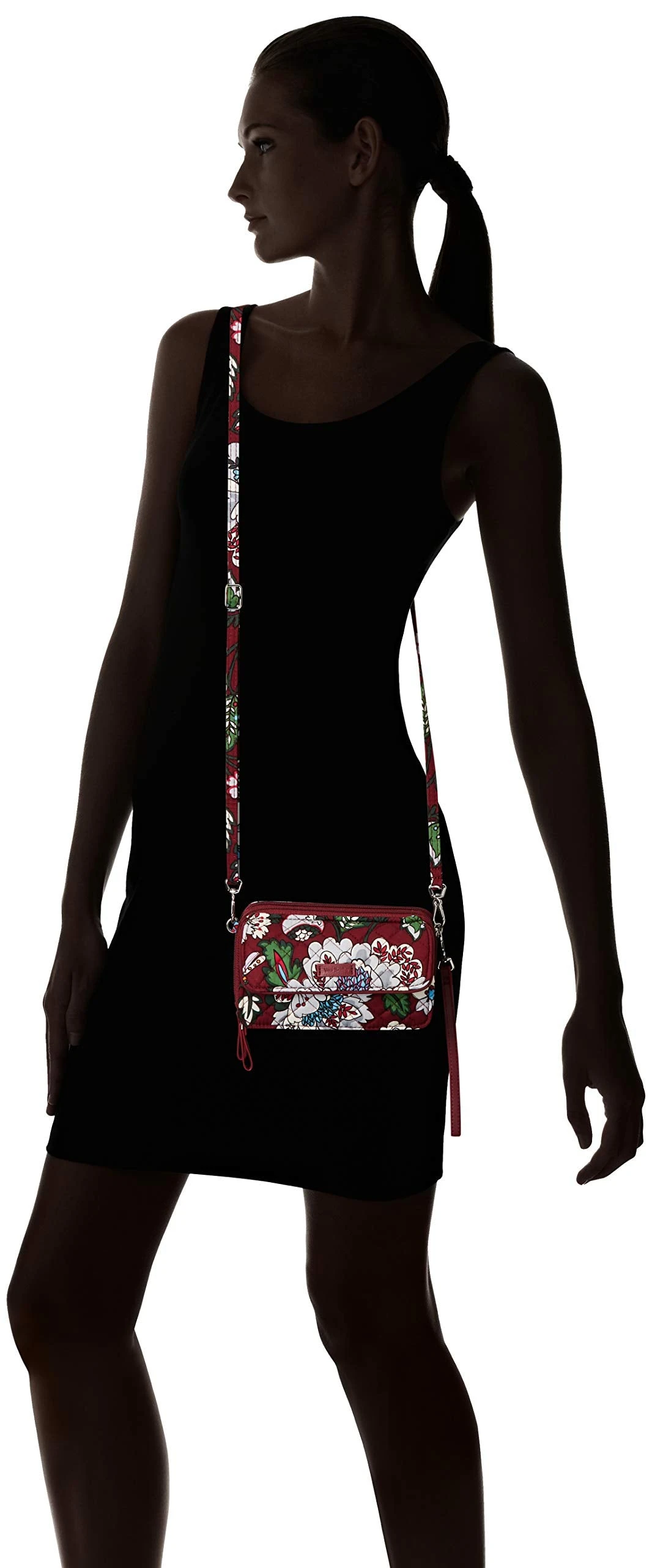 Vera Bradley Women's Signature Cotton RFID All In One Crossbody Wristlet , Bordeaux Blooms, One Size 2 Vera Bradley Women's Signature Cotton RFID All In One Crossbody Wristlet , Bordeaux Blooms, One Size - Image 2