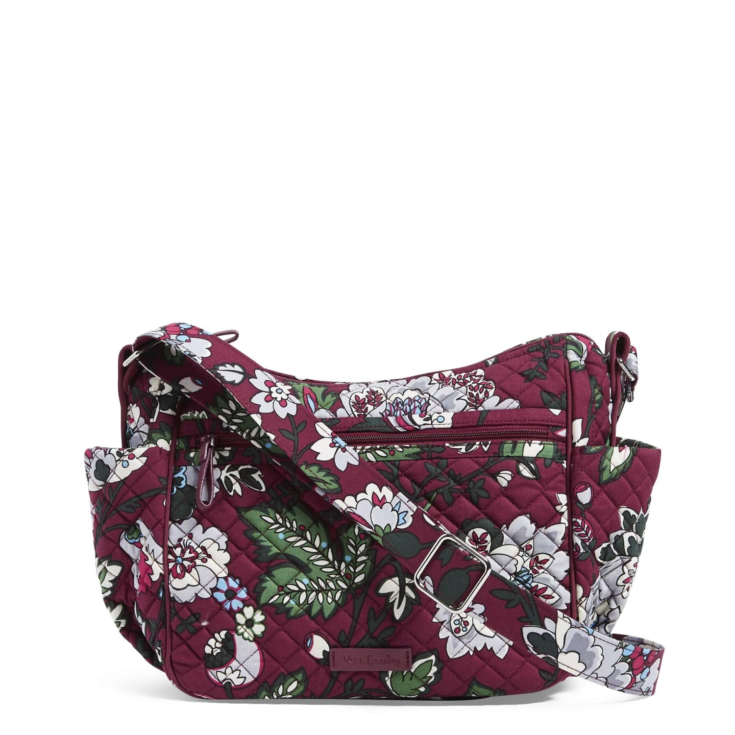 Vera Bradley Women's Signature Cotton On The Go Crossbody Purse, Bordeaux Blooms, One Size 1 Vera Bradley Women's Signature Cotton On The Go Crossbody Purse, Bordeaux Blooms, One Size