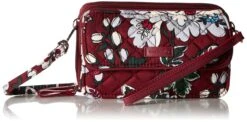 Vera Bradley Women's Signature Cotton RFID All In One Crossbody Wristlet , Bordeaux Blooms, One Size