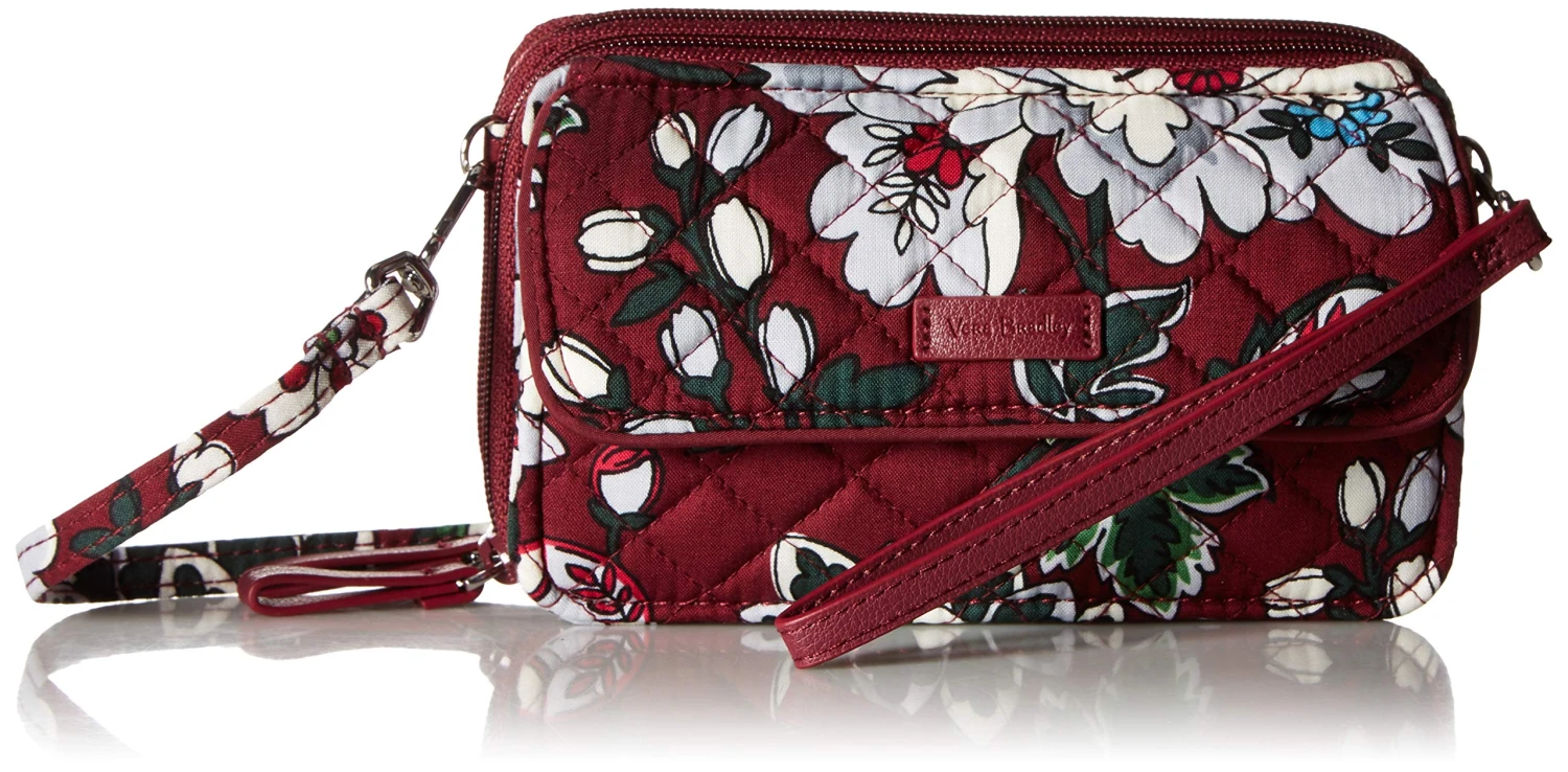 Vera Bradley Women's Signature Cotton RFID All In One Crossbody Wristlet , Bordeaux Blooms, One Size 1 Vera Bradley Women's Signature Cotton RFID All In One Crossbody Wristlet , Bordeaux Blooms, One Size