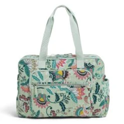 Vera Bradley Signature Cotton Deluxe Weekender, Mint Flowers