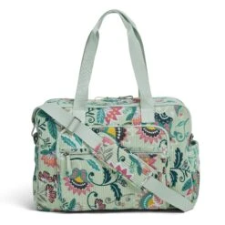 Vera Bradley Signature Cotton Deluxe Weekender, Mint Flowers -Vera Bradley 81khNRy1SNL