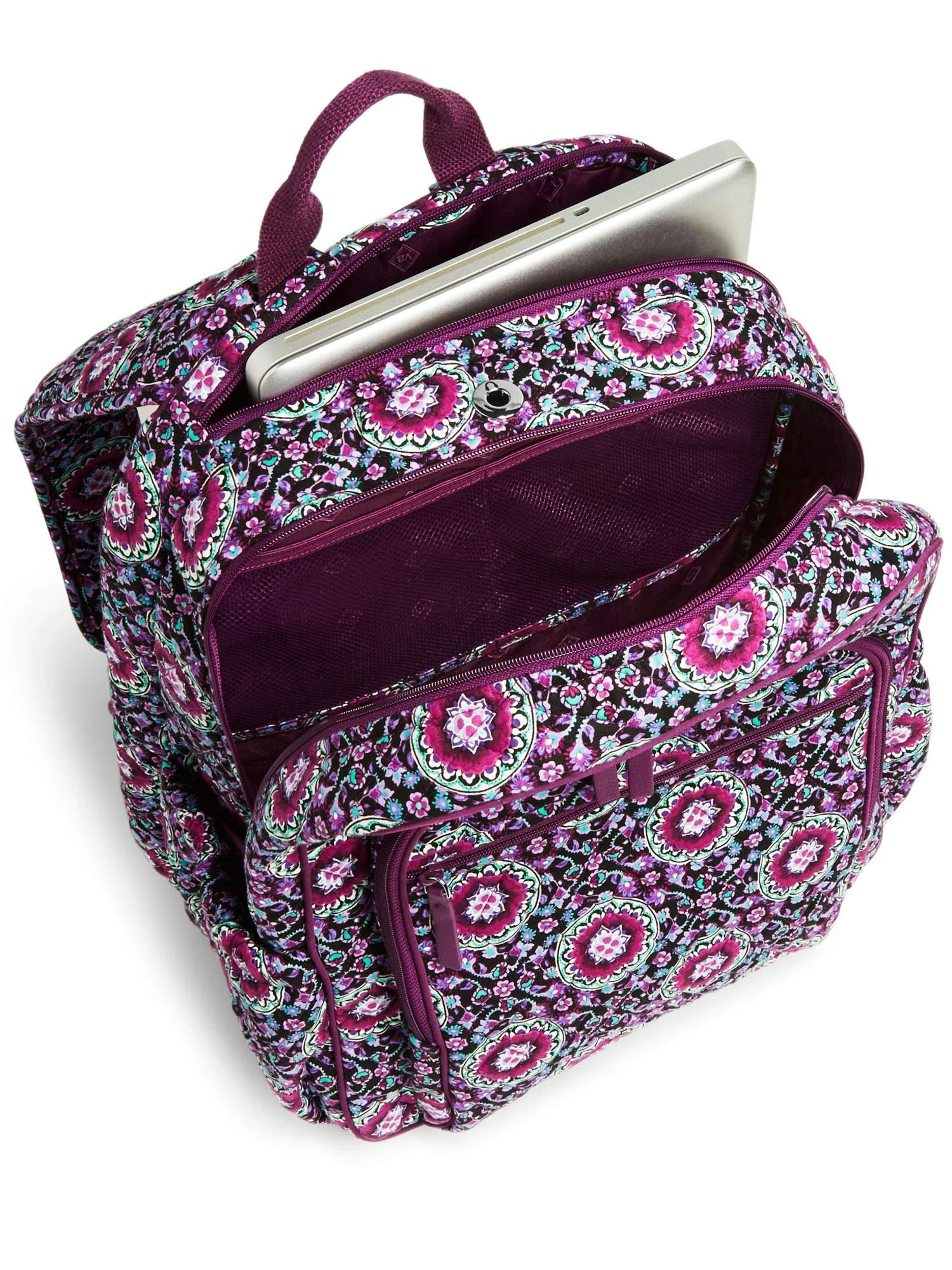Vera Bradley Campus Tech Backpack, Signature Cotton (Purple/Lilac Medallion, One Size) 4 Vera Bradley Campus Tech Backpack, Signature Cotton (Purple/Lilac Medallion, One Size) - Image 4