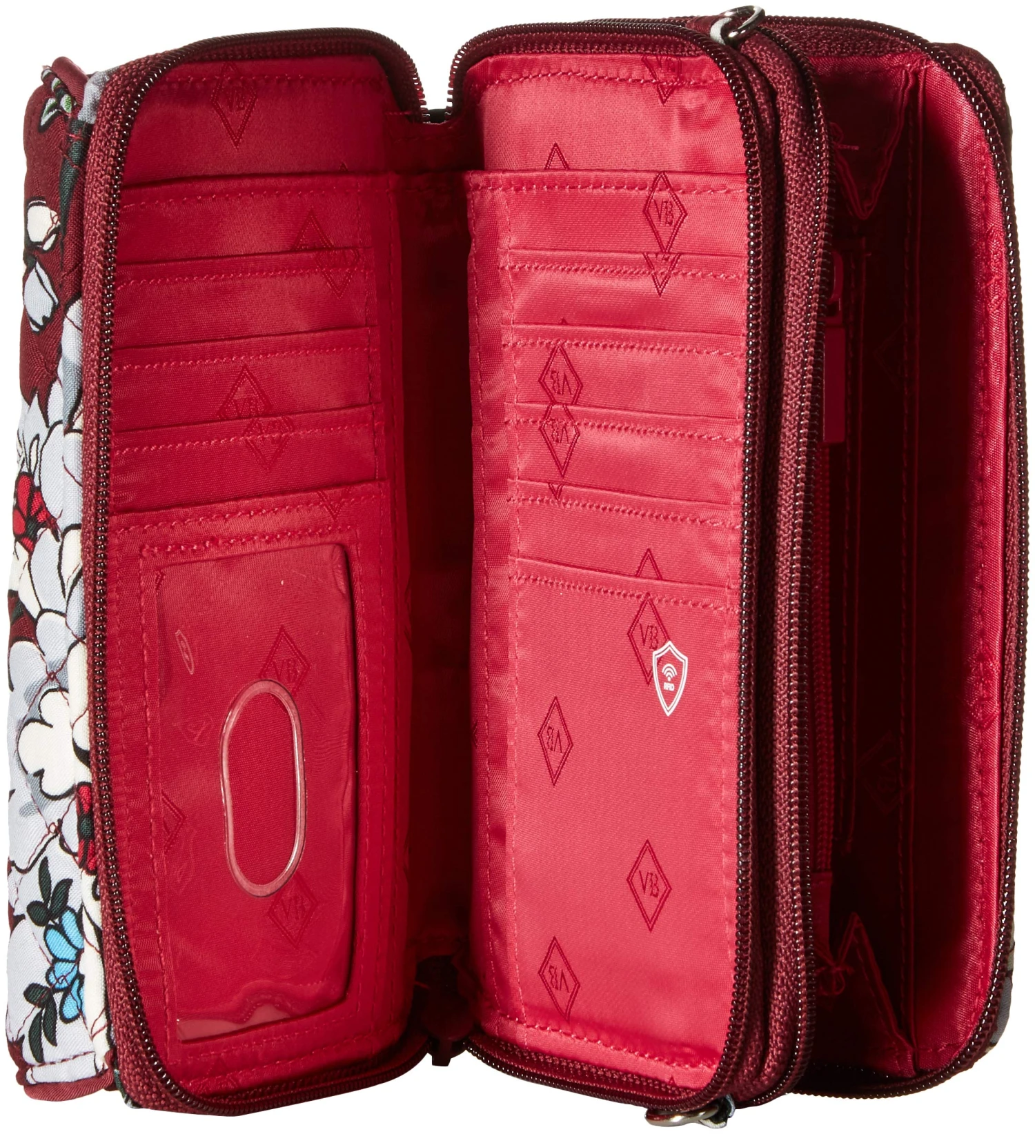 Vera Bradley Women's Signature Cotton RFID All In One Crossbody Wristlet , Bordeaux Blooms, One Size 3 Vera Bradley Women's Signature Cotton RFID All In One Crossbody Wristlet , Bordeaux Blooms, One Size - Image 3