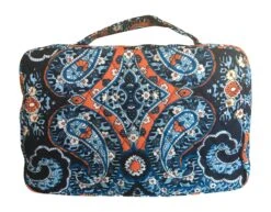 Vera Bradley Blush & Brush Makeup Case (Marrakesh With Solid Blue Lining)