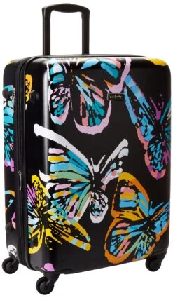 Vera Bradley Hardside Large Spinner, Butterfly Flutter Black