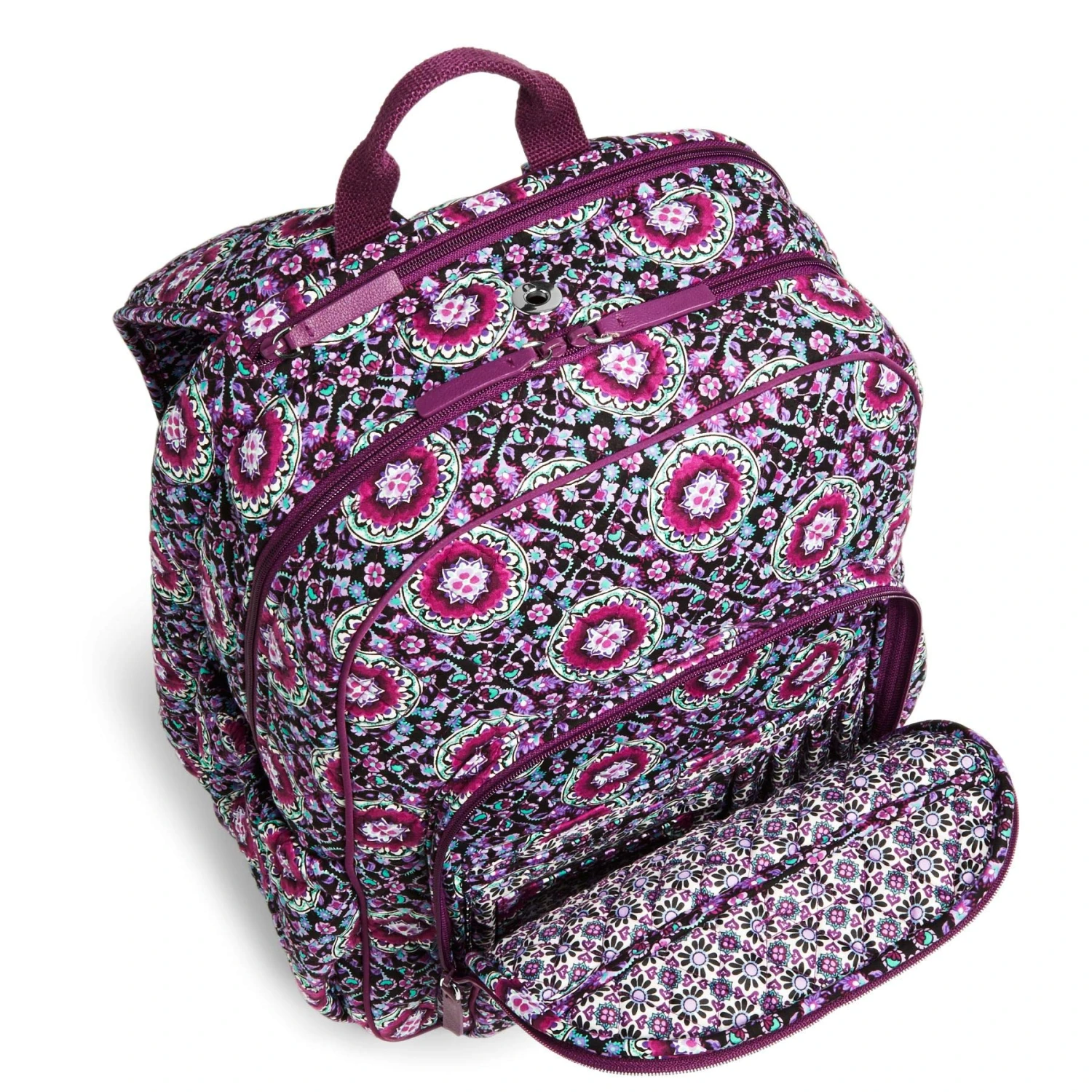 Vera Bradley Campus Tech Backpack, Signature Cotton (Purple/Lilac Medallion, One Size) 3 Vera Bradley Campus Tech Backpack, Signature Cotton (Purple/Lilac Medallion, One Size) - Image 3